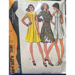 Fit & Flare Dress 1970 "Pattern "Pounds Thinner" Cut Vtg McCalls Misses Size 16